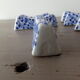 6 blue porcelain knife holders