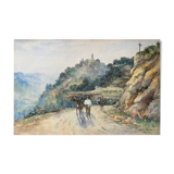 Watercolor painting circa 1900 Saint-Paul-de-Vence Alpes Maritime by MH Meyrick
