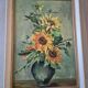 Signed painting depicting sunflowers