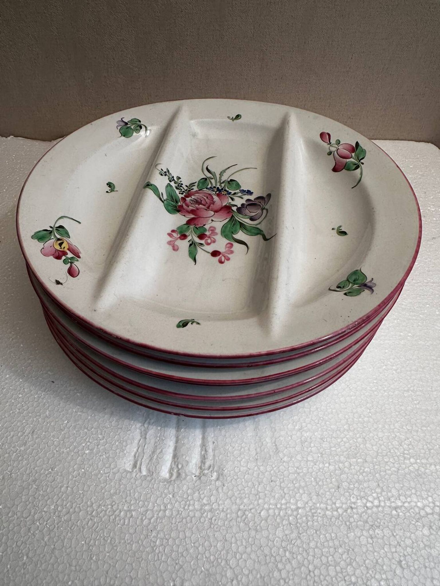 6 assiettes à Asperges Luneville début XX e siècle