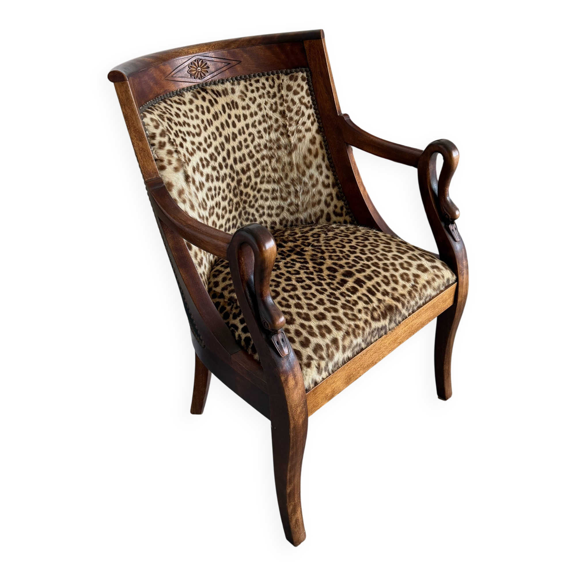 Fauteuil style Empire / Consulat à col de cygne