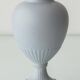 Neoclassical blue ceramic table lamp, pleated William Morris Acanthus shade.