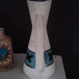Enamelled ceramic pourer, duck blue décor