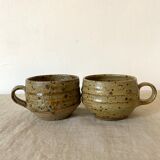 Vintage pyreted stoneware cups