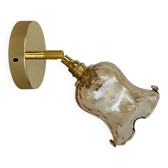 Vintage tulip wall lamp in amber glass