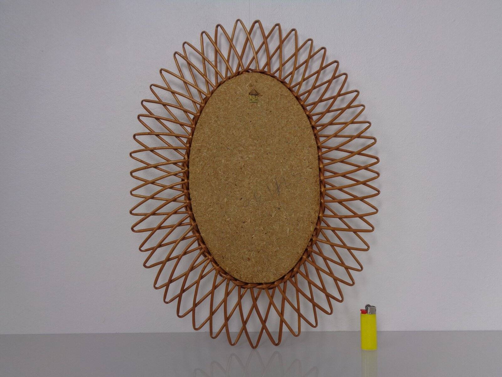 Italian rattan mirror, 1960s