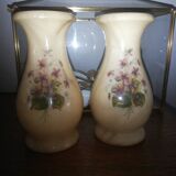 Pair of yellow/cream alabaster vases