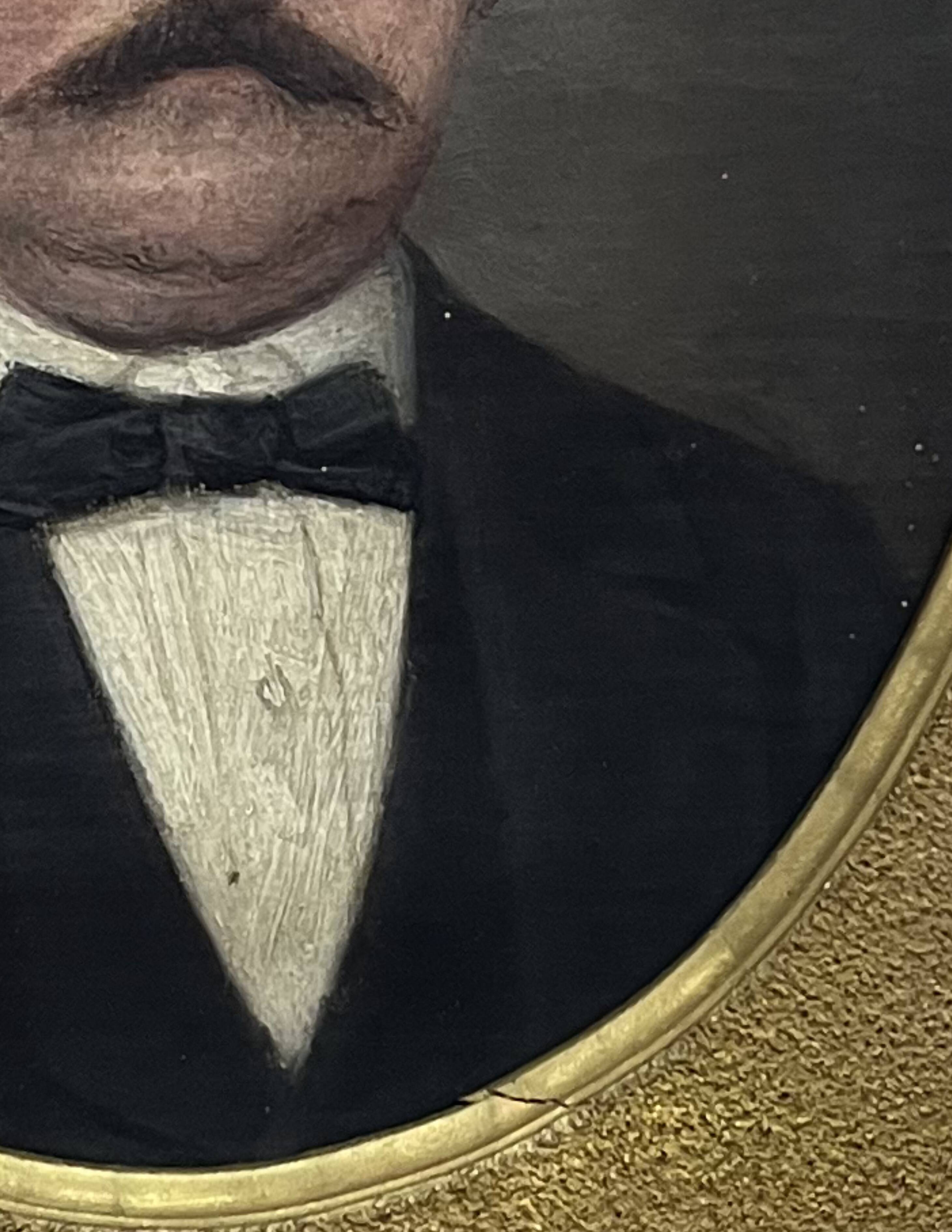 Portrait, oil on canvas of a man with a moustache signed Louis Joseph Digout, 19th century.