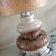 Ceramic floor lamp with a fat lava finish and herbarium shade / vintage 1960s-70s