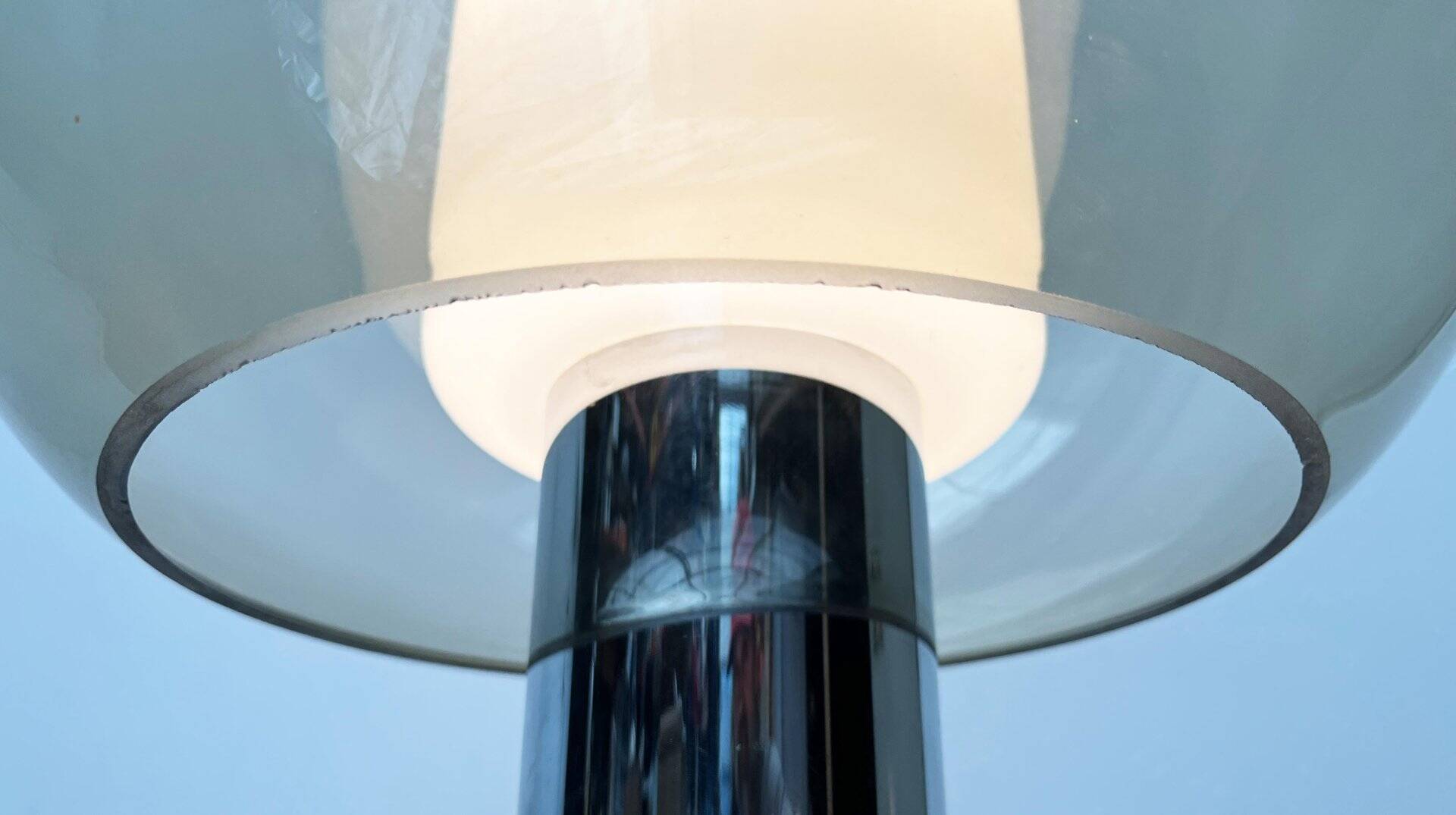Floor lamp or globe table lamp in chrome and glass, mid-century space, 1960s.