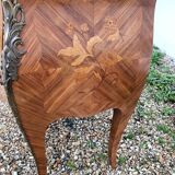 Old marquetry chest of drawers, Louis XV style marble top