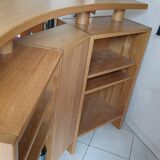 Curved solid blond oak bar