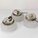 3 plafonniers en verres blancs pressés moulés motifs escargots