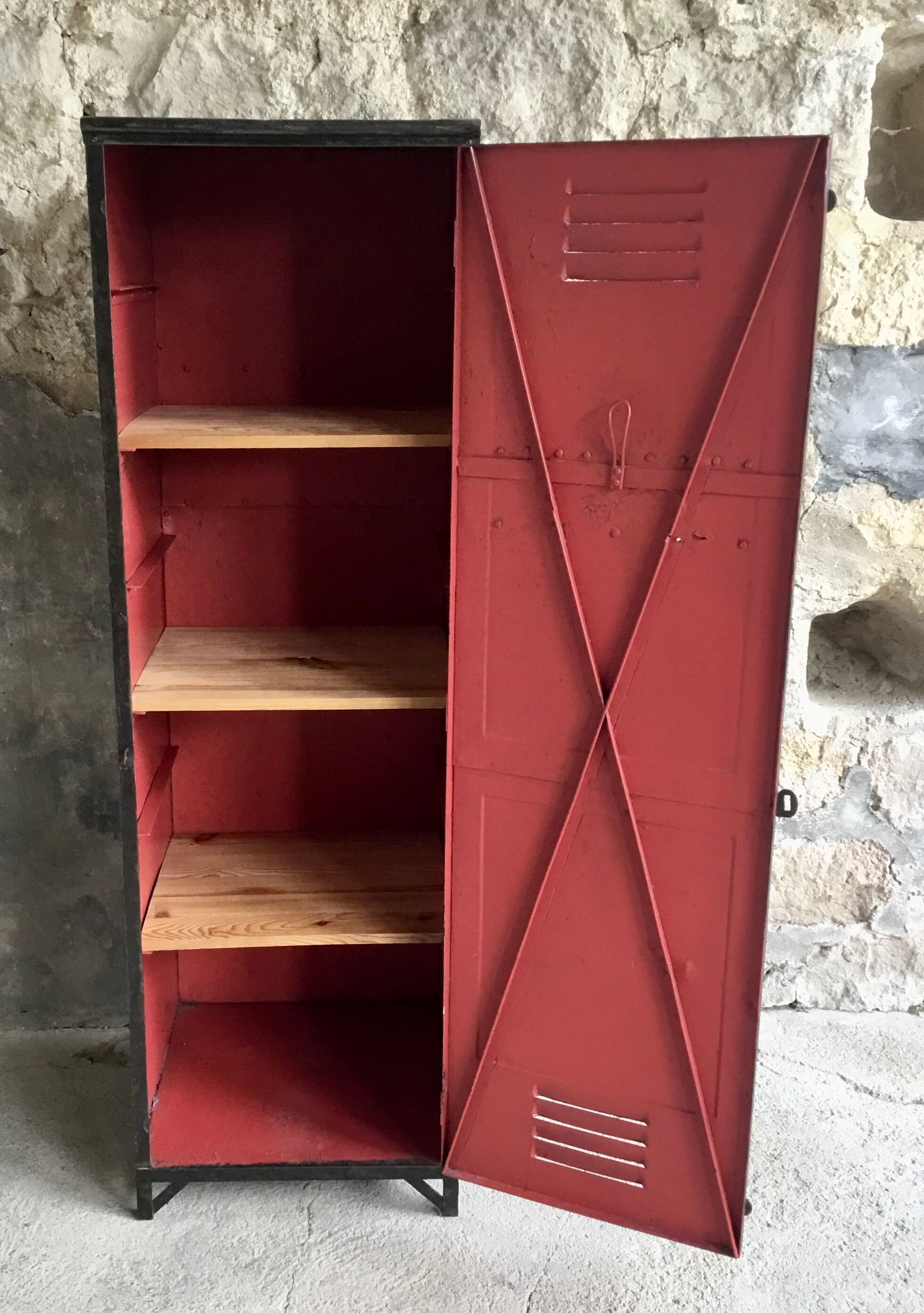 Riveted cloakroom converted into storage cabinet - early twentieth century