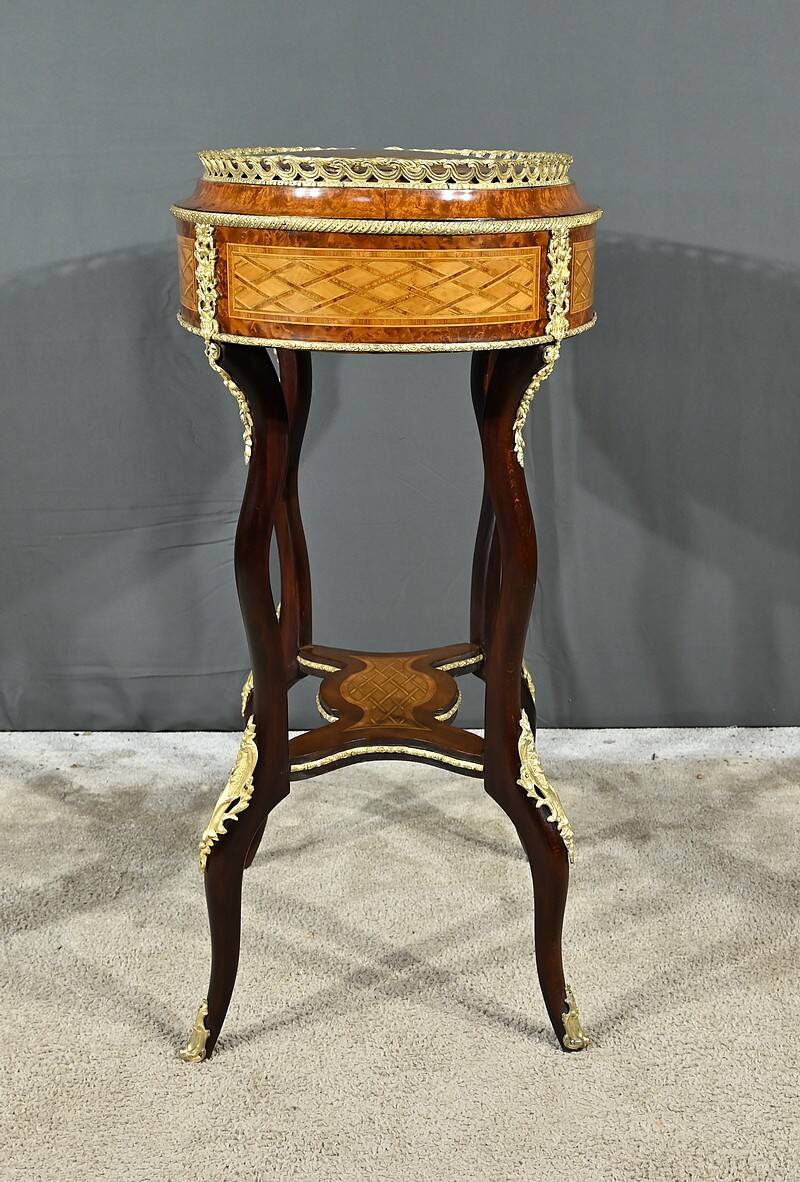 Planter in Precious Wood Marquetry, Napoleon III Period – Mid-19th Century