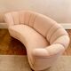 1940s Danish Banana Shaped Scalloped Sofa in Blush Pink