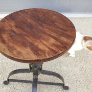 Bienaise stool of the years 1935, model 203 with 4 flat iron cathedral legs joined by a