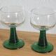 2 verres à eau pieds coniques vert Luminarc vintage années 70