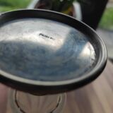 Soliflore en verre taillé et étain italien sculpté PELTRO vintage