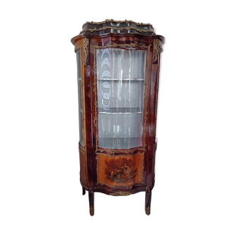 Display case with curved front, Louis XV period, mid-20th century, signed Martin
