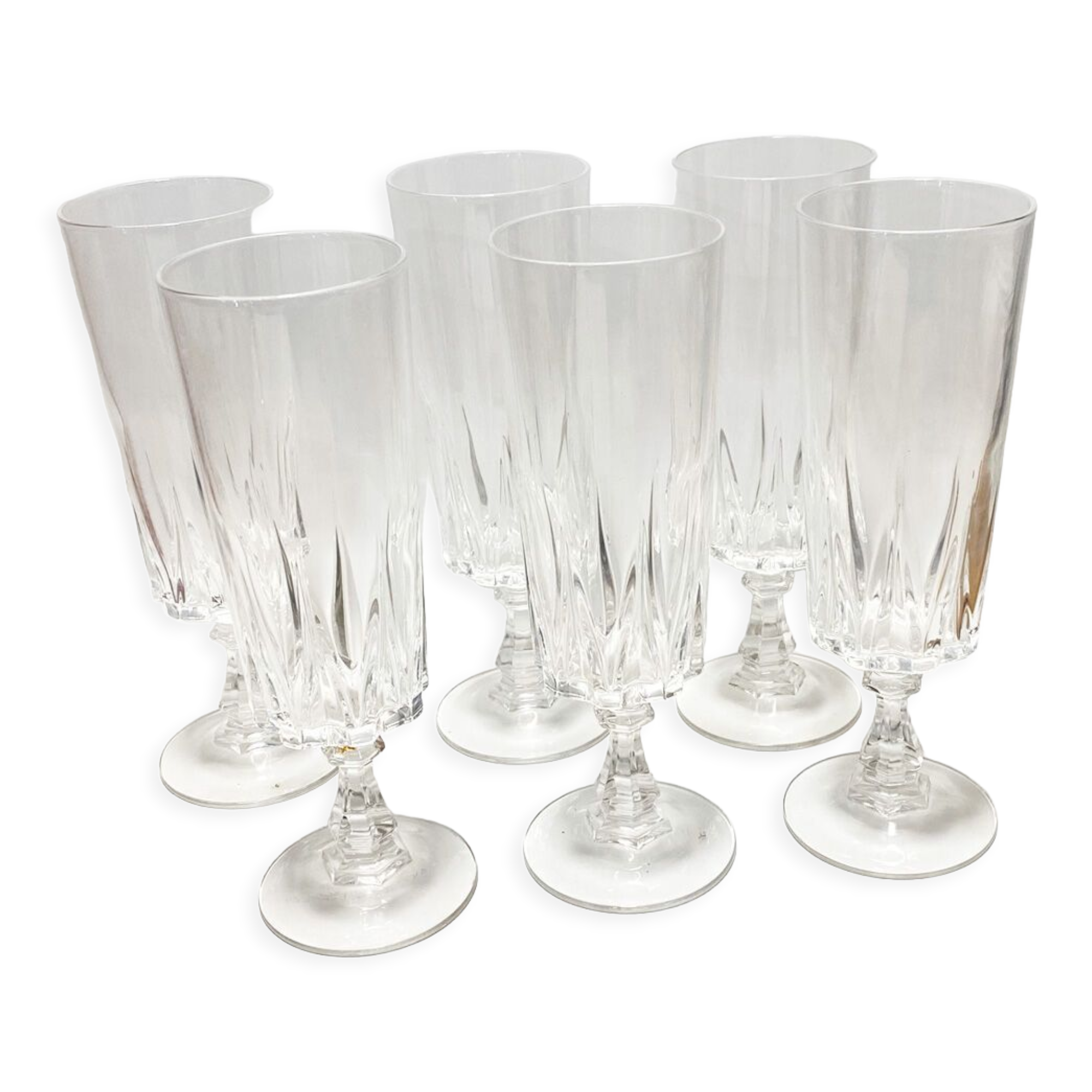6 champagne flutes, crystal