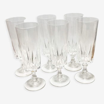 6 champagne flutes, crystal