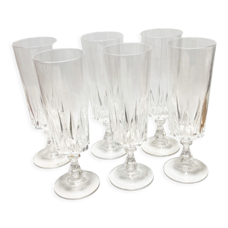 6 champagne flutes, crystal