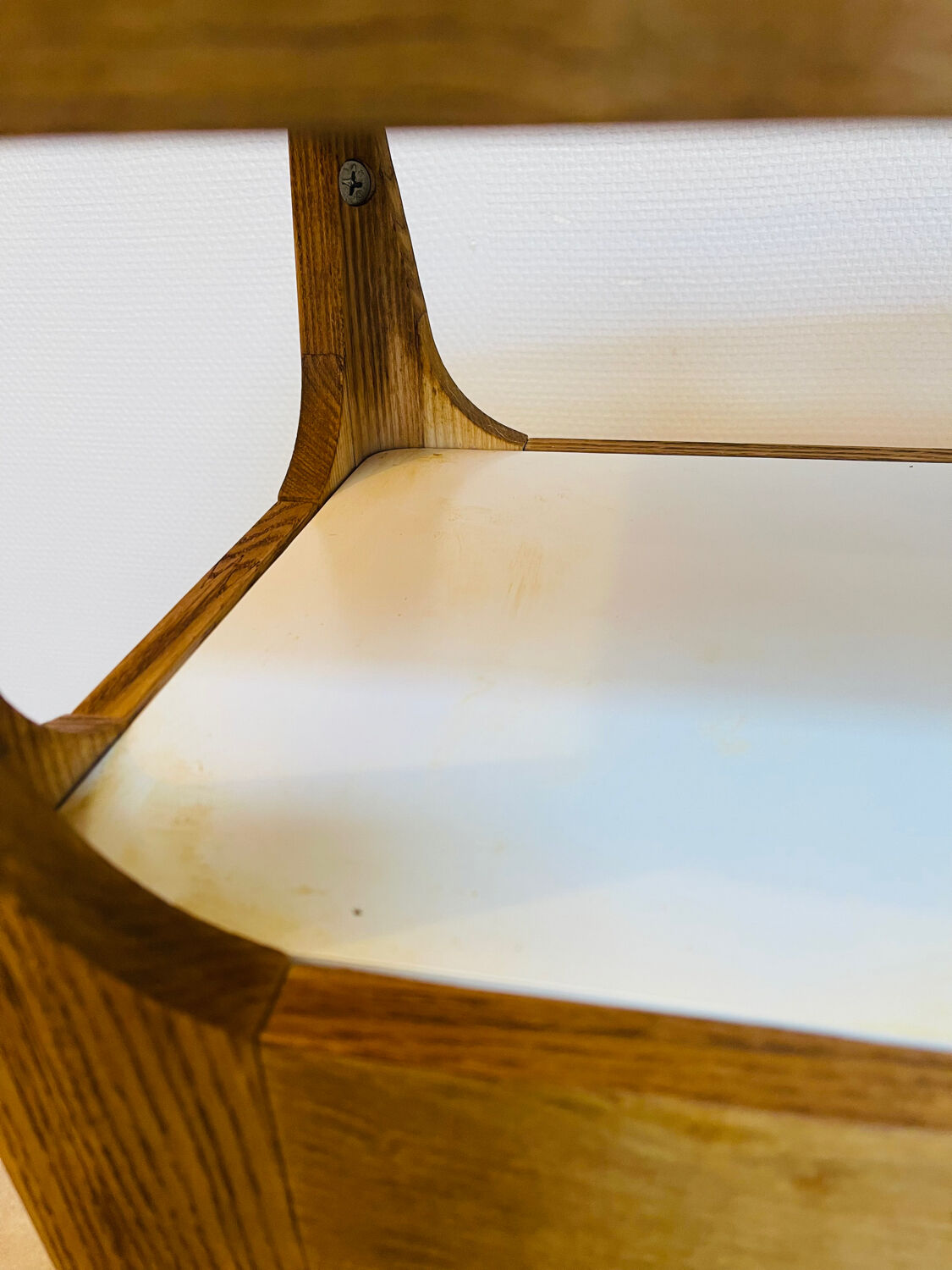 Small contemporary console in stained walnut wood.
