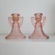 Set of 2 pink Luxval Art Deco candle holders