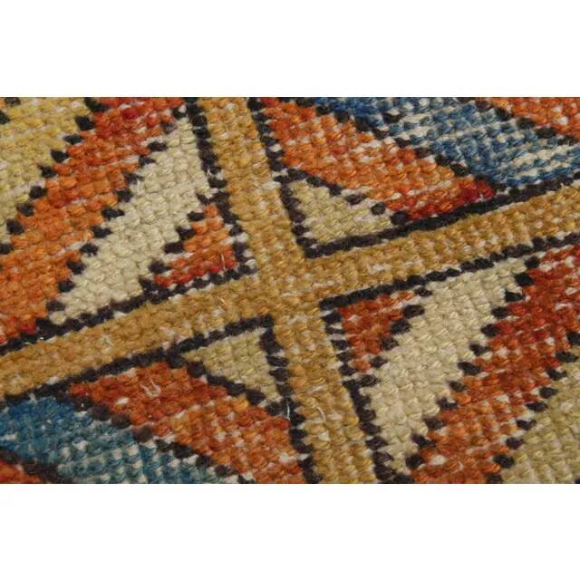 1970s vintage Turkish Oushak handmade wool cotton orange runner rug 103x330