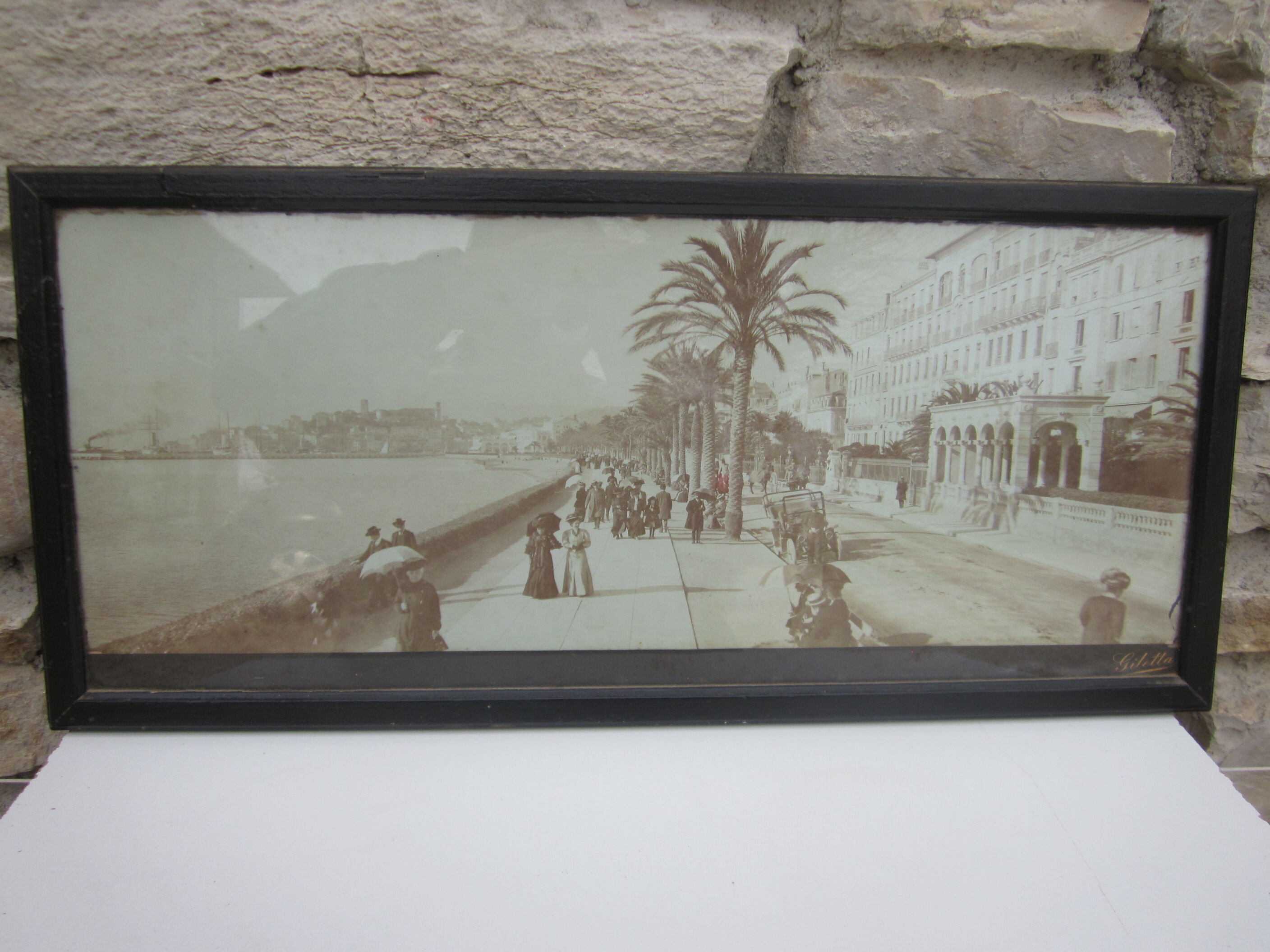 Old framed photograph: Panorama of Cannes (circa 1900)