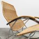 Rocking-chair en chrome et osier, années 1970