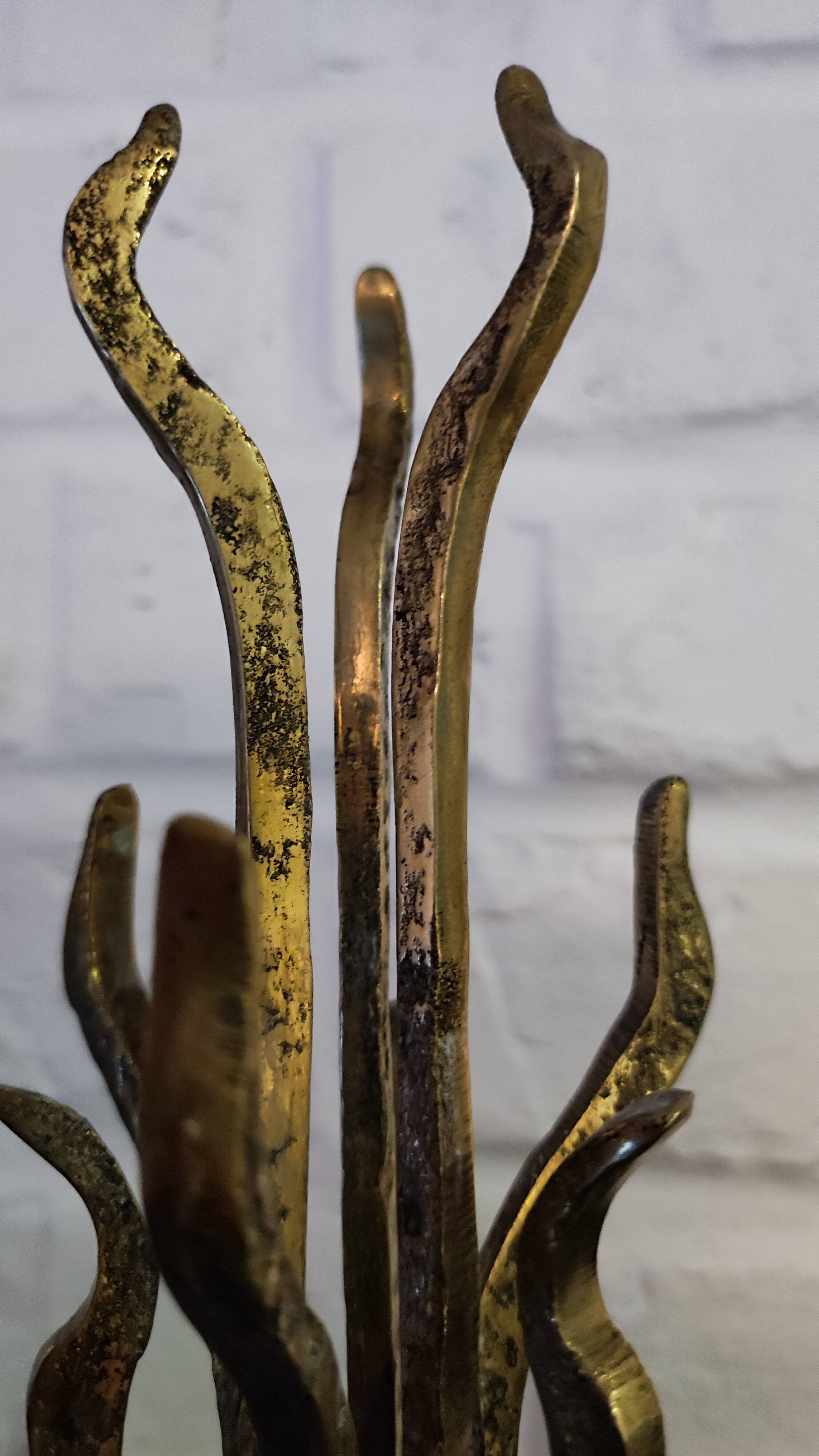 Brutalist Bronze Sculpture Candle Holder or Vase by Heinz Goll