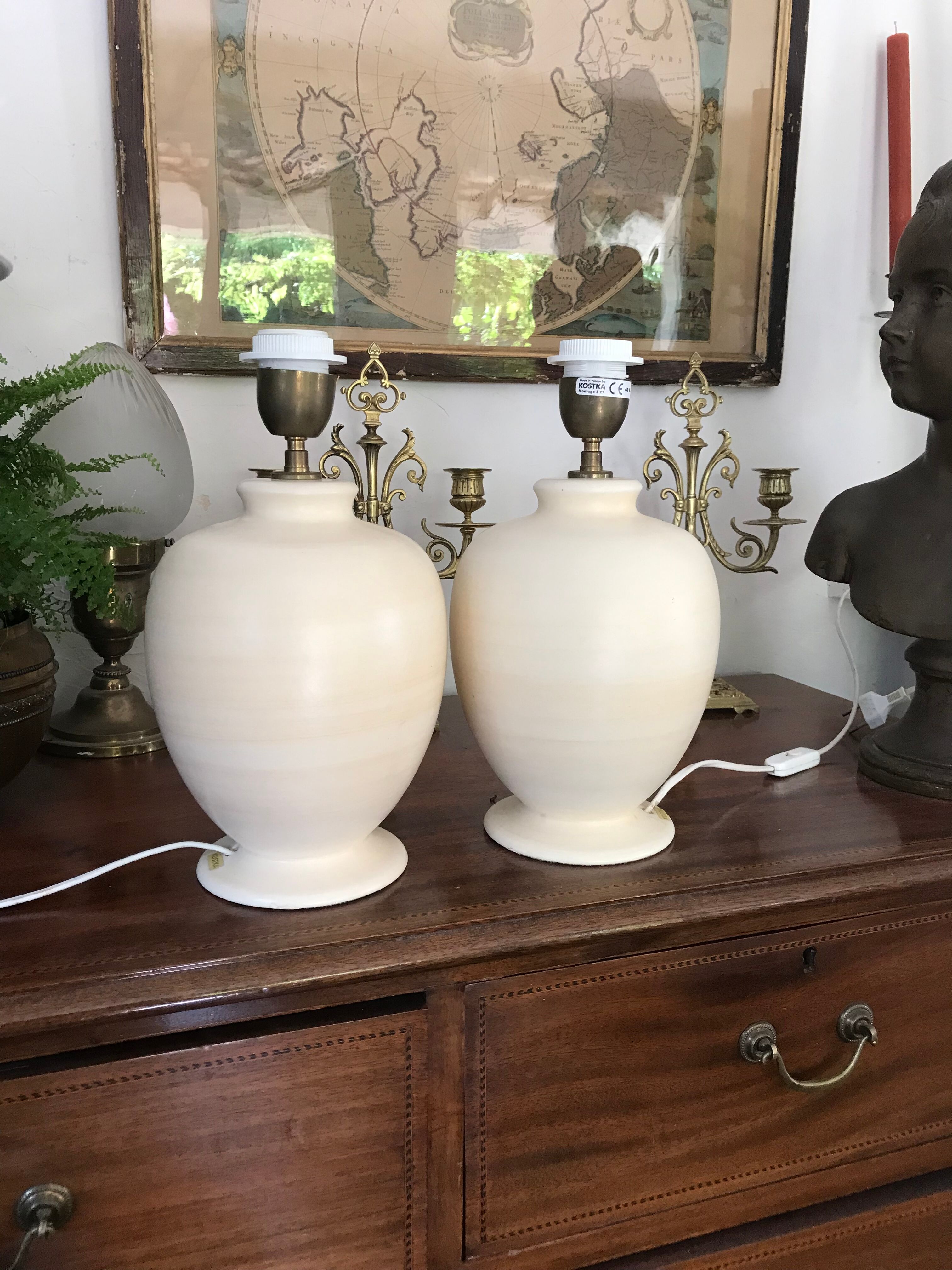Pair of Kostka ceramic lamps