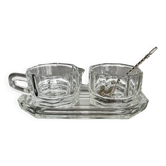 Art Deco Condiment Set in Moulded Crystal