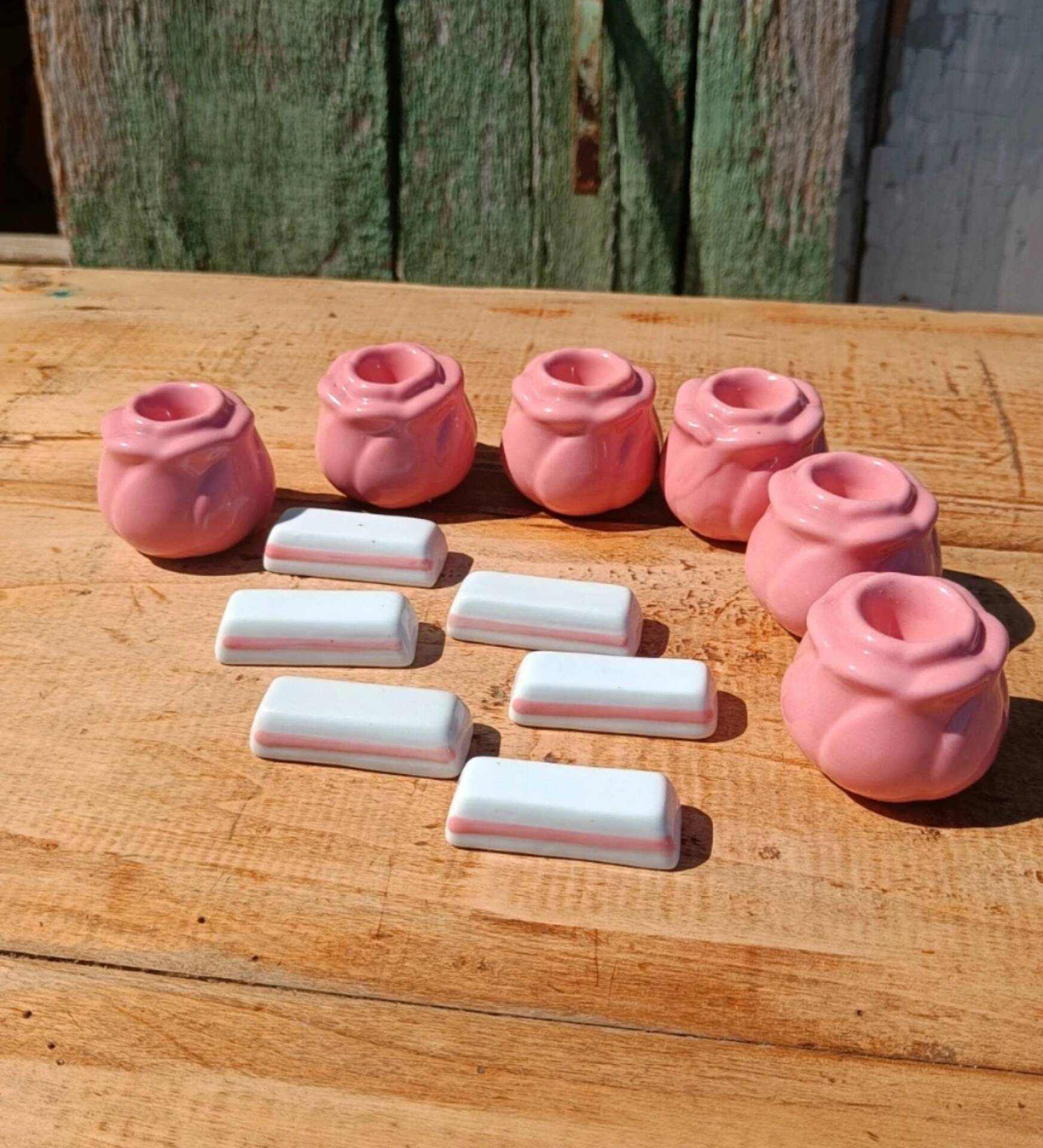 Rose button candle holders set of 6