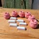 Rose button candle holders set of 6