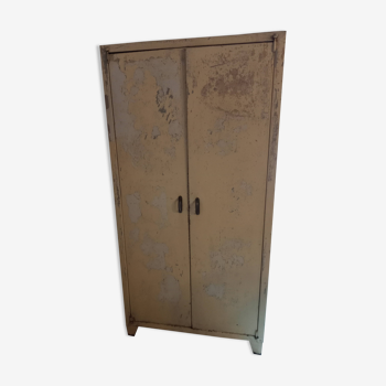 antique metal cabinet two doors