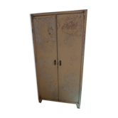 antique metal cabinet two doors