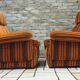 Pair of vintage 1970s modular armchairs – striped orange fabric