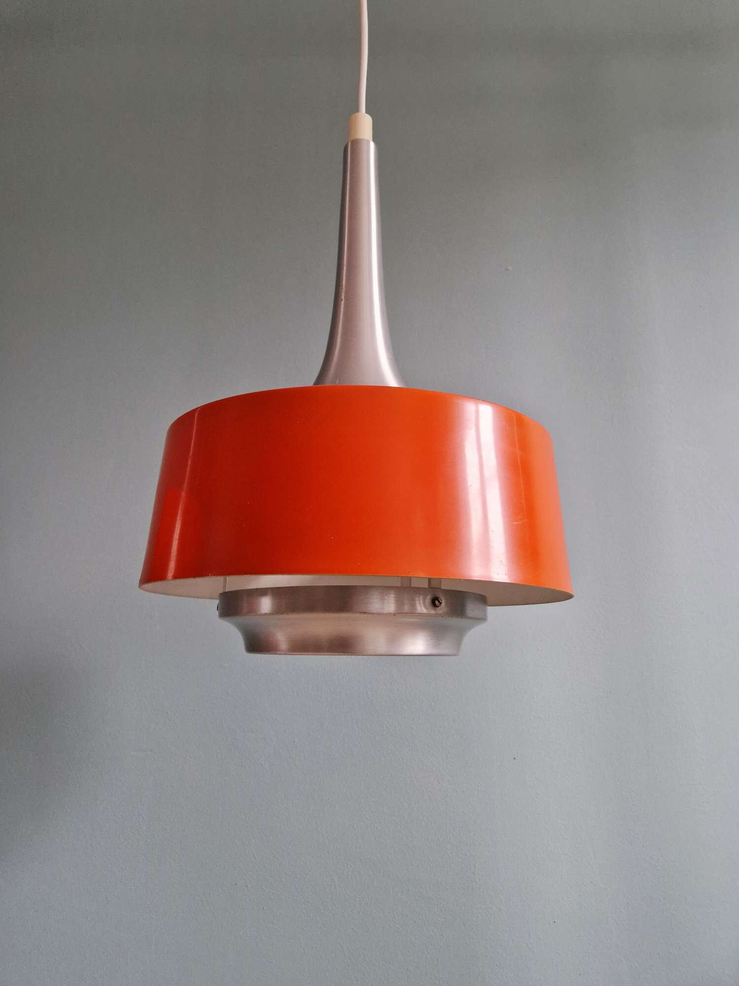 Pair of Scandinavian brushed aluminium pendants, Philips, 1960s