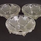 Signed ezan france frosted glass icicle shades set of 3 – art deco lighting