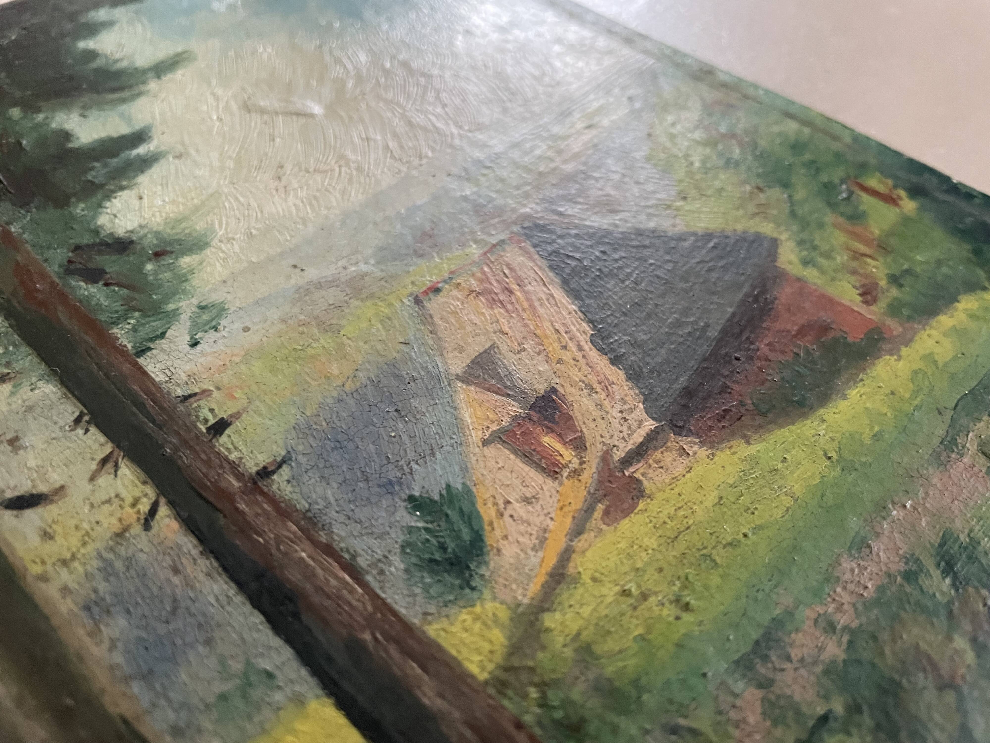 Small oil on old cardboard