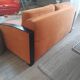 3-seater convertible sofa in brick orange & blackened wood – Diva Salon x Simm