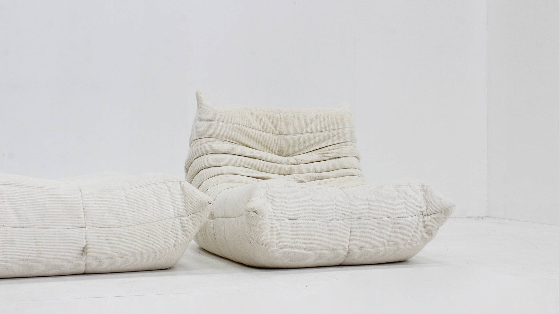 Vintage Togo chair with ottoman 1980s by Michel Ducaroy for Ligne Roset