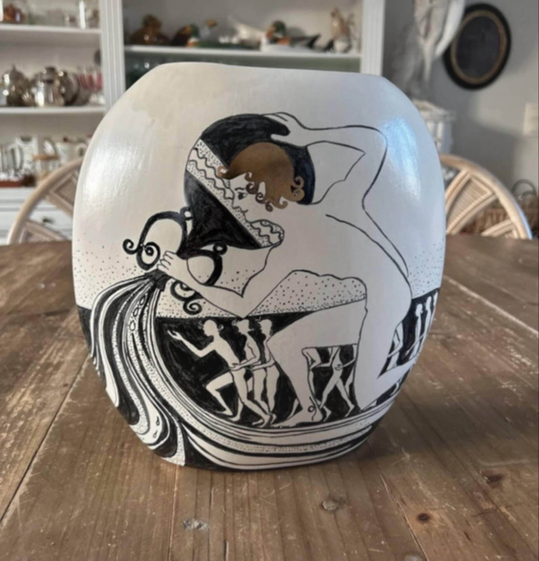Vintage Greek style vase hand painted