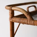 Vintage glass and bamboo coffee table