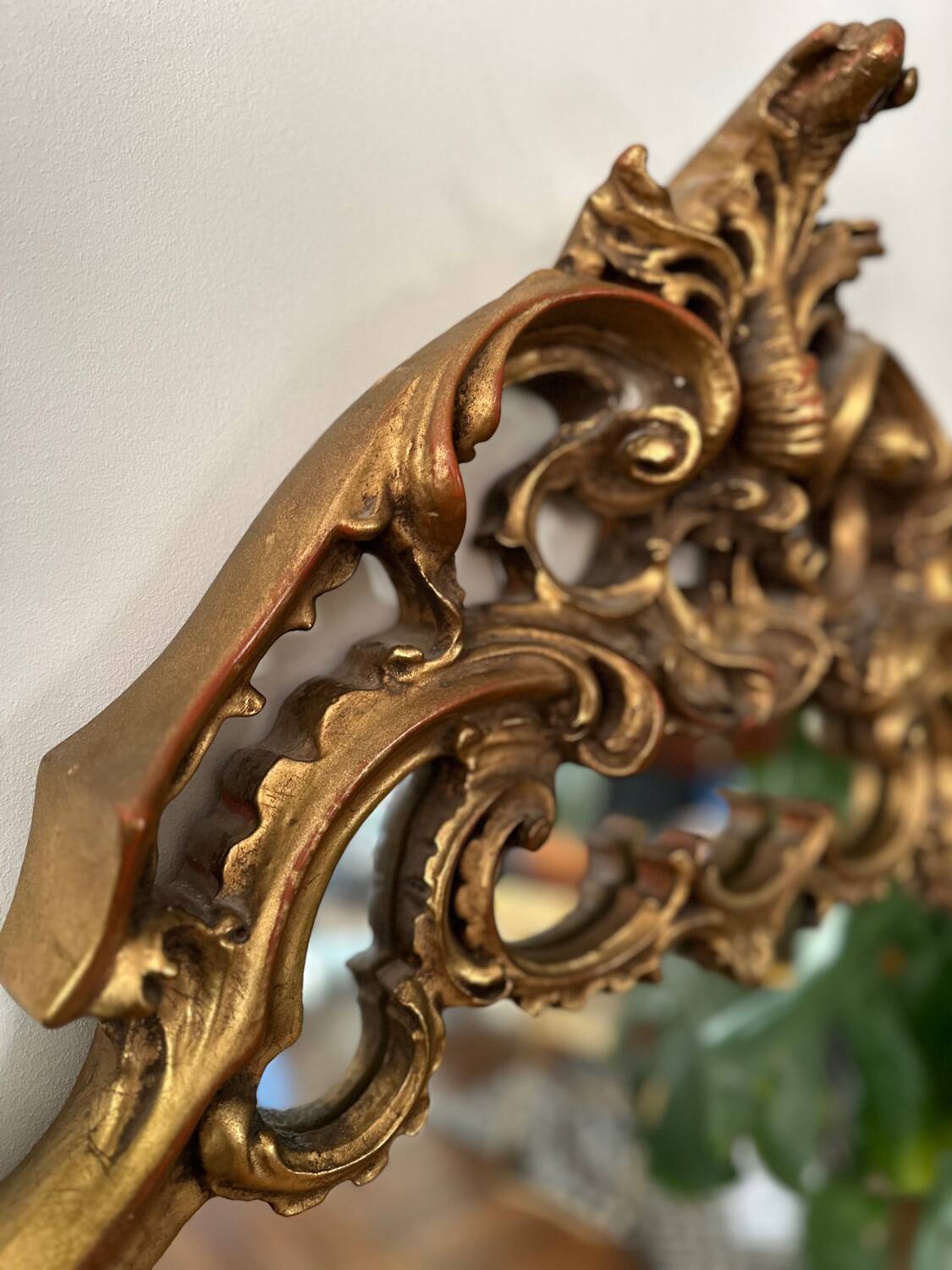 Antique mirror with carved gilded wood glazing beads 164x127