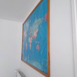 Framed world map 1970