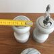 Vintage white marble salt/pepper/mustard shaker set